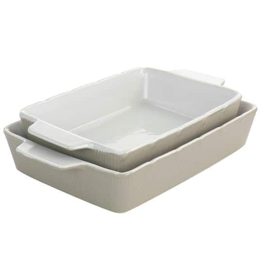 Martha Stewart Taupe Ceramic Rectangular Baker Set